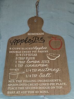Homemade Apple Pie Recipe Wooden Kitchen Sign - Brown